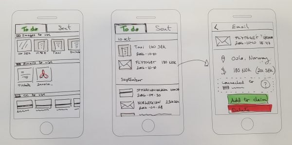 Example of wireframes that I did for the project
